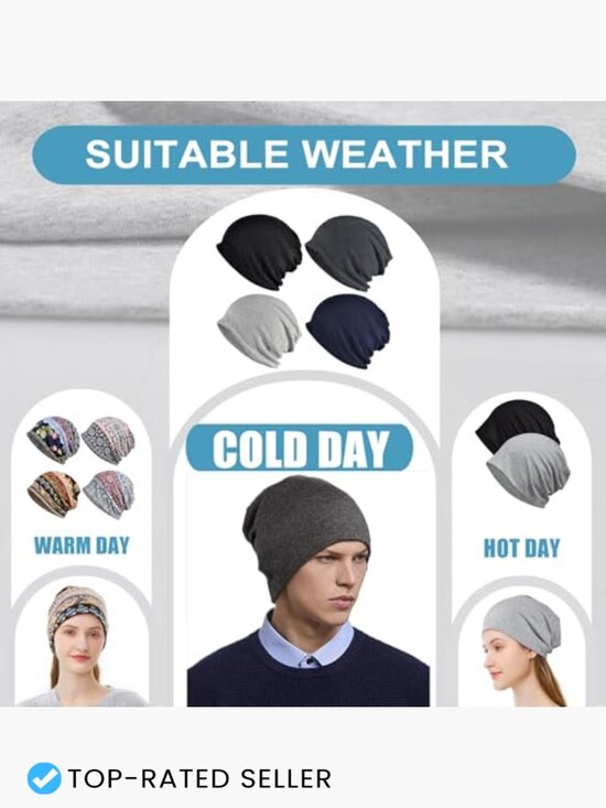 Slouchy Beanie Hat Soft Lightweight Unisex Skull Cap for  display picture 3